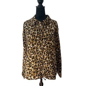 Rebecca Minkoff Leopard Print Button-Down Shirt Chic Animal‎ Pattern 2X
